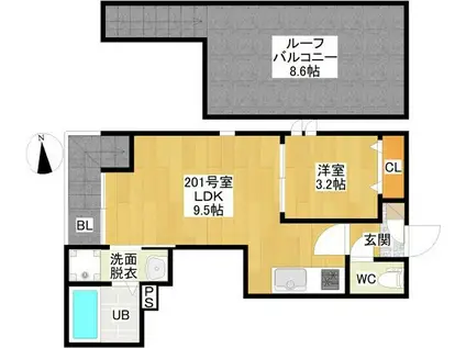 GRANDTIC志賀本通南(1LDK/2階)の間取り写真
