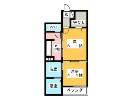 ロイヤル千代田(1LDK/2階)の間取り写真