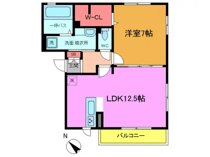 コンフォートI(1LDK/3階)の間取り写真