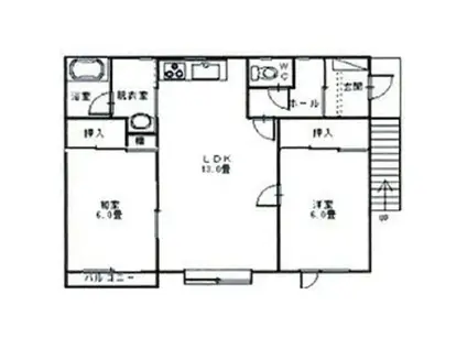 すみれII(2LDK/1階)の間取り写真