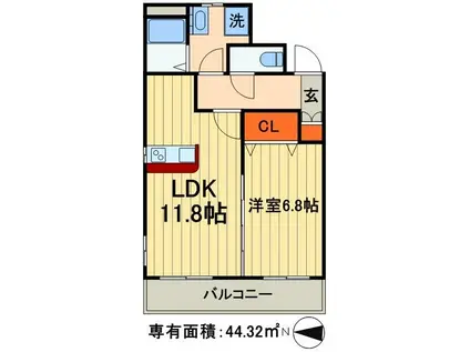 SUNTERRACE KOMATI(1LDK/2階)の間取り写真