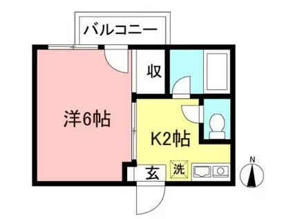 ドミールC(1K/2階)の間取り写真