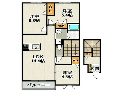 シエロブリュ(3LDK/2階)の間取り写真