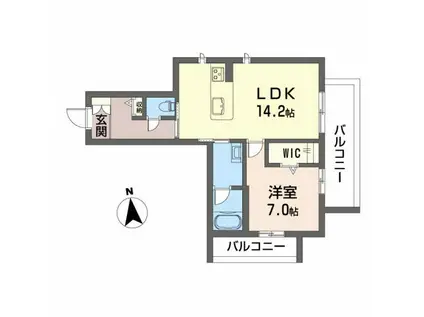 ル シマン(1LDK/3階)の間取り写真