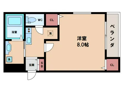 フジパレス桑津(1K/2階)の間取り写真