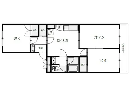 松森マンションB(3DK/2階)の間取り写真