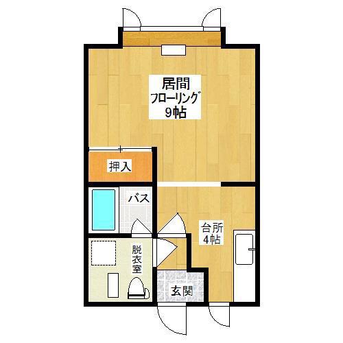 カルム高栄東(1K/1階)の間取り写真