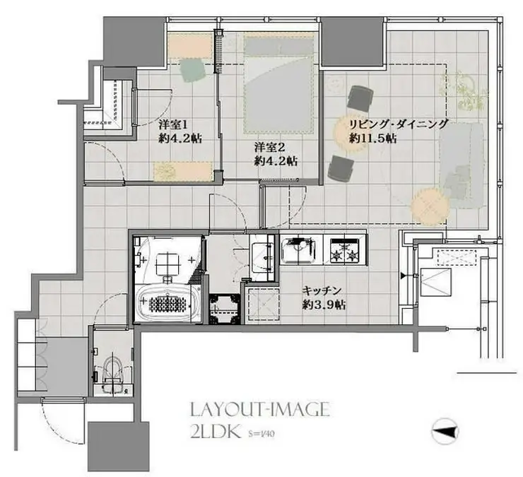 ホワイトタワー浜松町 7階階 間取り