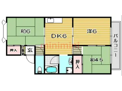 ネオコーポ西田II(3DK/2階)の間取り写真