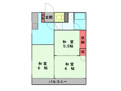 剣持コーポD棟(3DK/2階)の間取り写真