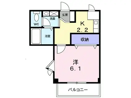 ヴィラナカヤマ(1K/2階)の間取り写真