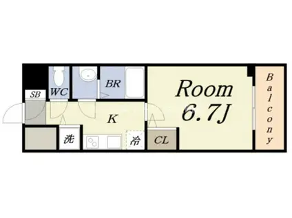 クリスタルグランツ大阪BAY(1K/10階)の間取り写真