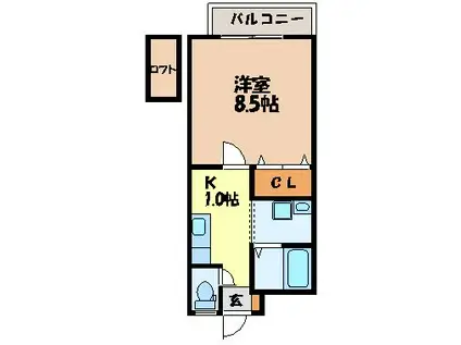 プチメゾンカレッジヒル(1K/3階)の間取り写真