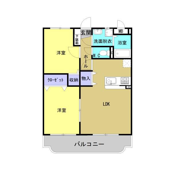ソレイユ(2LDK/2階)の間取り写真
