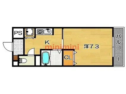 ハイマートさつき(1K/3階)の間取り写真