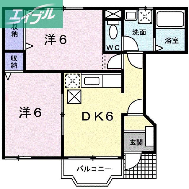 クレストールゆうA(2DK/1階)の間取り写真