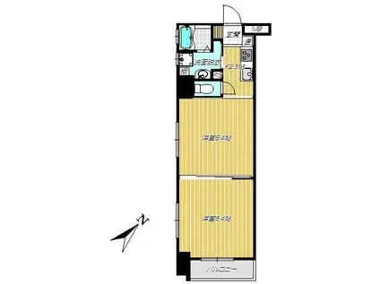 Kマンション(2K/5階)の間取り写真