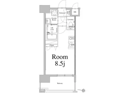 エンクレスト天神LIFE(ワンルーム/13階)の間取り写真