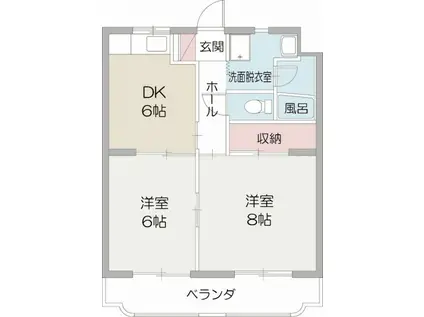 エレガントライフ2(2DK/3階)の間取り写真