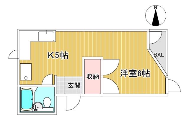 第2ニューリバーハイツ(1K/2階)の間取り写真