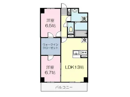 REFUGE・F(2LDK/2階)の間取り写真