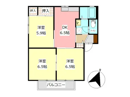 ルクスエテルナ・うと(3DK/2階)の間取り写真