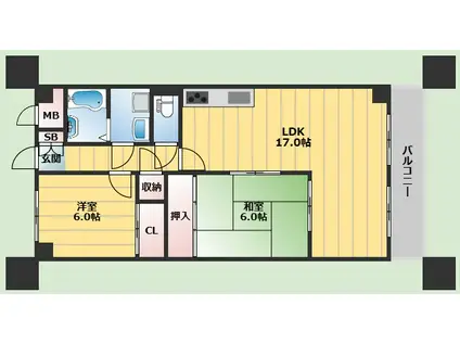 イントラーダ97(2LDK/2階)の間取り写真