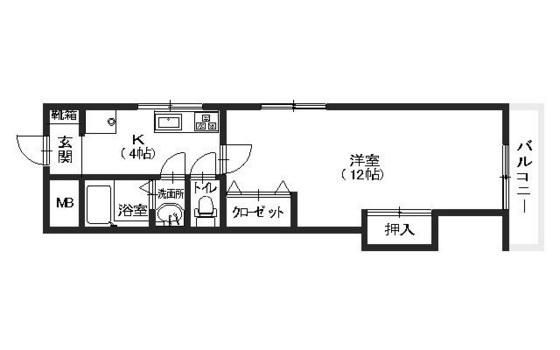 ベルシャトー加登(2K/4階)の間取り写真