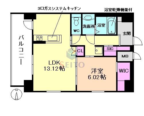 エメルミナ豊中岡町(1LDK/9階)の間取り写真
