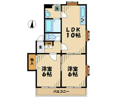 アリビラ2(2LDK/4階)の間取り写真