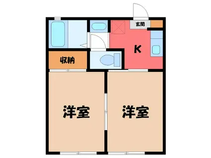 メゾンドール(2K/2階)の間取り写真