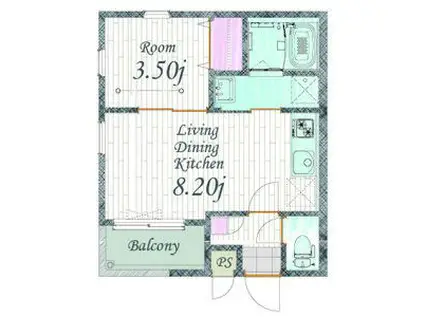 CHERIM 本陣十王町 サウス(1LDK/1階)の間取り写真