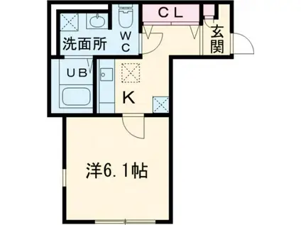 ＪＲ青梅線 拝島駅 徒歩7分 2階建 築2年(1K/2階)の間取り写真