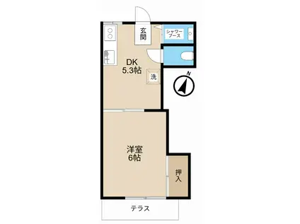 リエス東大宮B棟(1DK/1階)の間取り写真