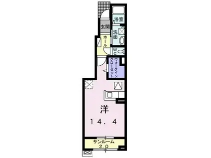 スイセンII(ワンルーム/1階)の間取り写真