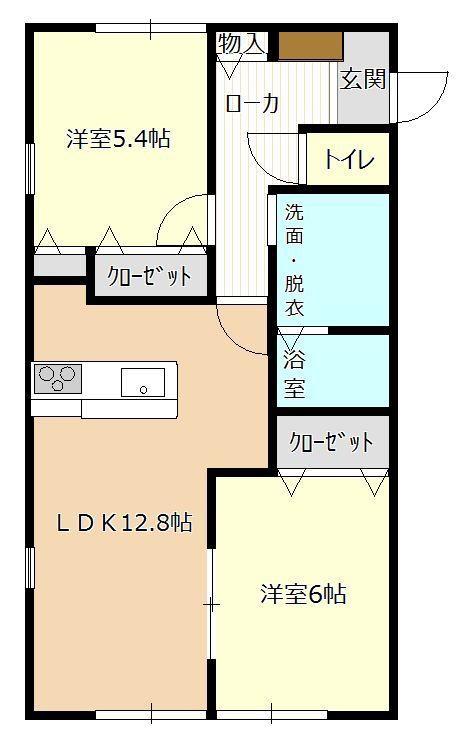 ヴィラ・カメリア(2LDK/2階)の間取り写真