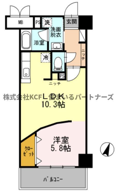 グランドウェルストーン(1LDK/3階)の間取り写真