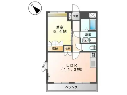 プロスペリティー(1LDK/2階)の間取り写真