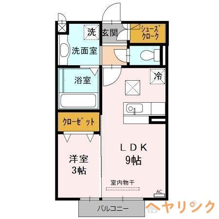 エコーハイツ南山(1LDK/1階)の間取り写真