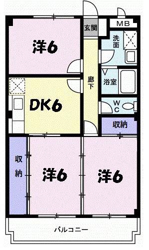 ウエストコートTANIGAMI(3DK/3階)の間取り写真