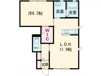 アンビシアB(1LDK/1階)の間取り写真