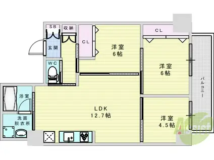 SSK・ノース OSAKA(3LDK/1階)の間取り写真