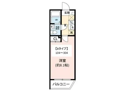 VISTA柏(1K/2階)の間取り写真