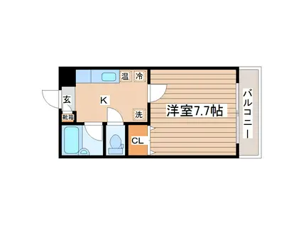 カーサ・デ・セントロ(1K/2階)の間取り写真