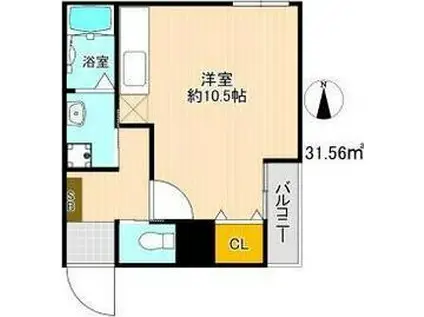 マリア ロッソ天神山(ワンルーム/4階)の間取り写真