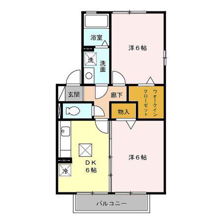 プロスパーB(2DK/1階)の間取り写真