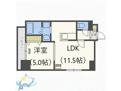 椿ガーデン(1LDK/5階)の間取り写真