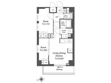 ブランシエスタ荻窪(2LDK/7階)の間取り写真