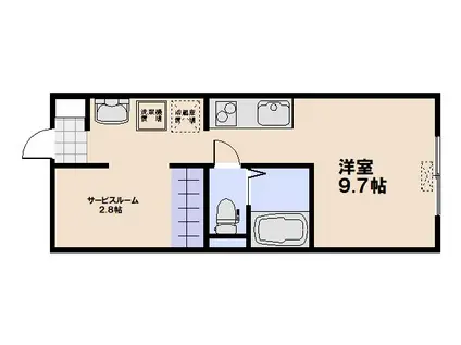 ポルトボヌール五日市参番館(ワンルーム/1階)の間取り写真
