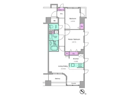 レジディアタワー上池袋(2LDK/4階)の間取り写真